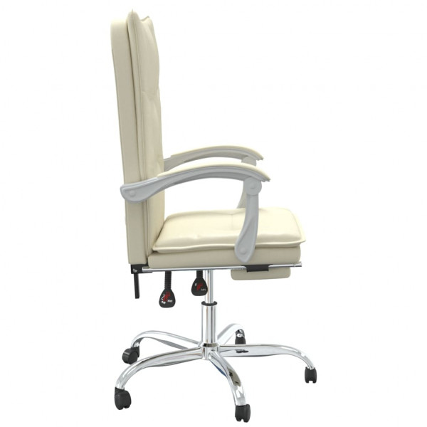 Silla de oficina reclinable cuero sintético crema M 4