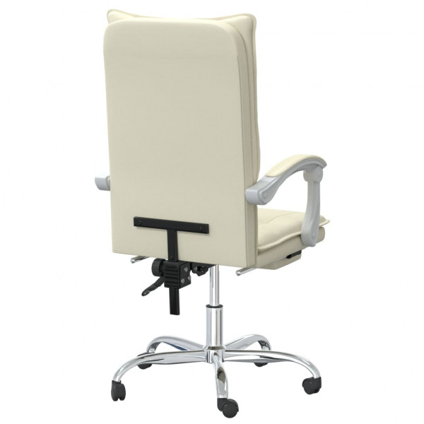 Silla de oficina reclinable cuero sintético crema M 5