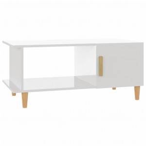Mesa de centro madera contrachapada blanco brillo 90x50x40 cm H