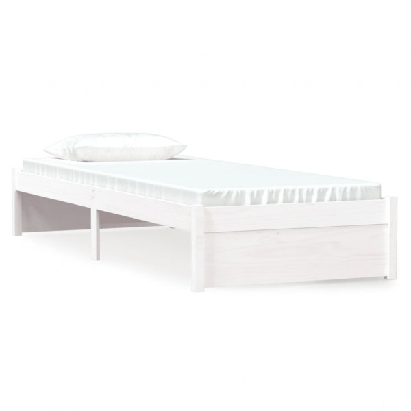 Estructura de cama individual madera maciza blanca 75x190 cm M 2