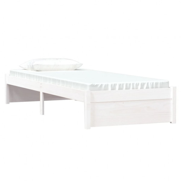 Estructura de cama individual madera maciza blanca 75x190 cm M 3