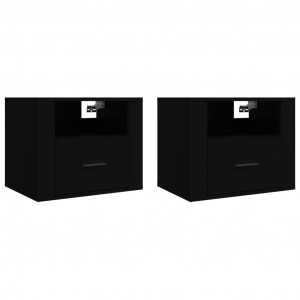 Mesas de cabeceira de parede 2 pcs 50x36x40 cm preto H