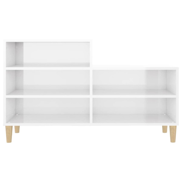 Mueble zapatero madera contrachapada blanco brillo 102x36x60 cm M 5