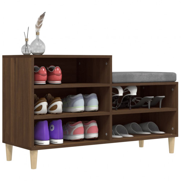 Mueble zapatero madera contrachapada roble marrón 102x36x60 cm M 4