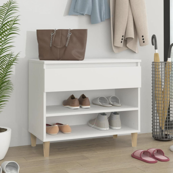 Mueble zapatero madera contrachapada blanco 70x36x60 cm D