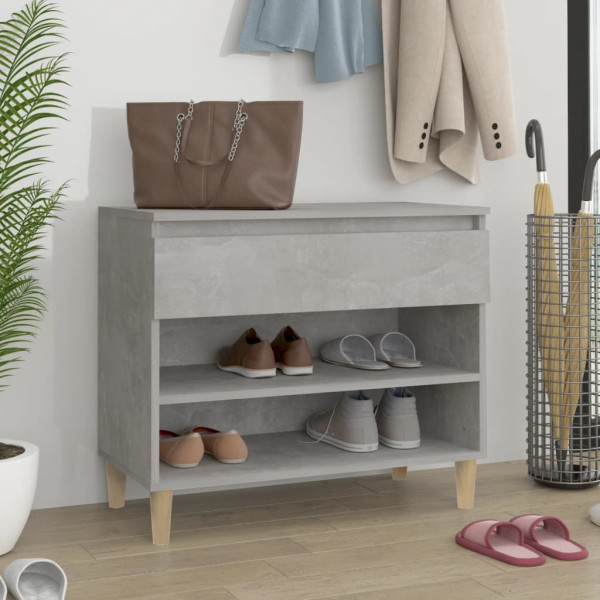 Mueble zapatero madera contrachapada gris hormigón 70x36x60 cm D