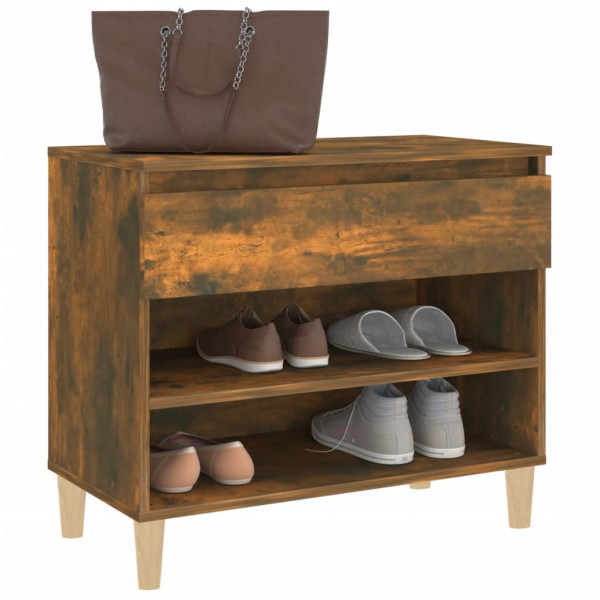 Mueble zapatero madera contrachapada roble ahumado 70x36x60 cm M 4