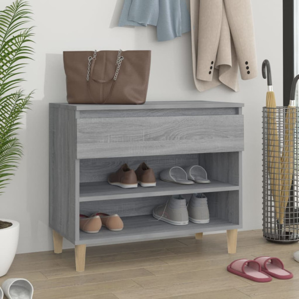 Mueble zapatero madera contrachapada gris Sonoma 70x36x60 cm D