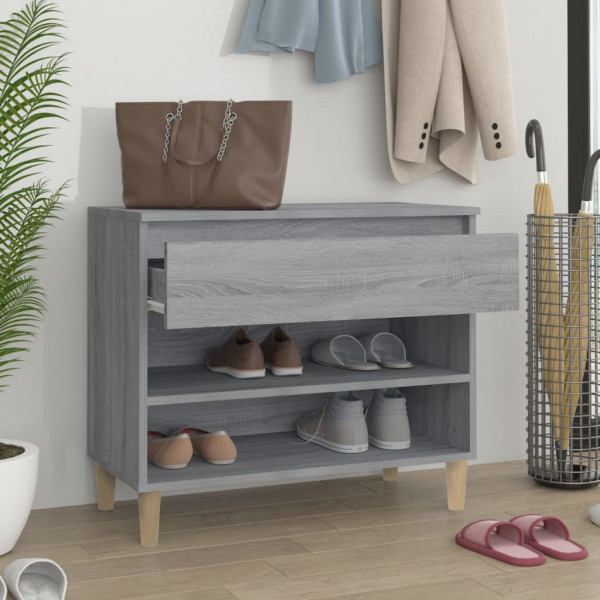 Mueble zapatero madera contrachapada gris Sonoma 70x36x60 cm M 3