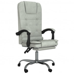 Silla de oficina reclinable con masaje terciopelo gris claro H