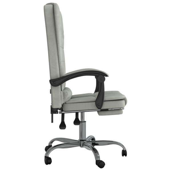 Silla de oficina reclinable con masaje terciopelo gris claro M 4