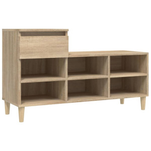 Mueble zapatero madera contrachapada roble Sonoma 102x36x60 cm H
