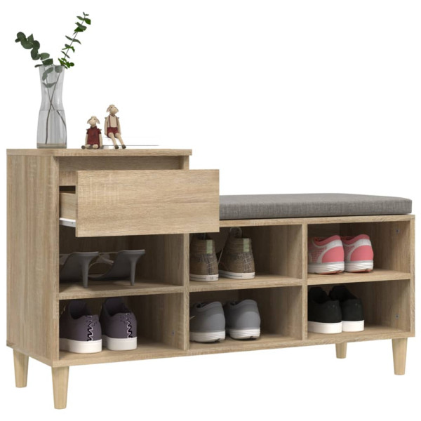 Mueble zapatero madera contrachapada roble Sonoma 102x36x60 cm M 5