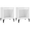 Mesas de cabeceira 2 pcs 40x35x50 cm branco brilhante 2