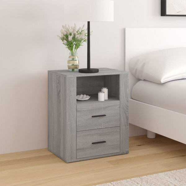 Mesita de noche madera contrachapada gris Sonoma 50x36x60 cm D