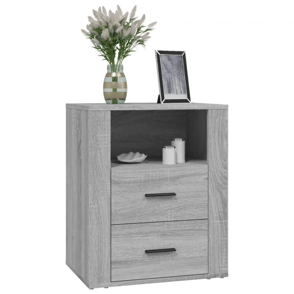 Mesita de noche madera contrachapada gris Sonoma 50x36x60 cm M 4