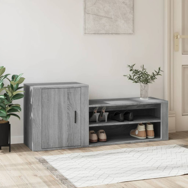 Mueble zapatero madera contrachapada gris Sonoma 130x35x54 cm D