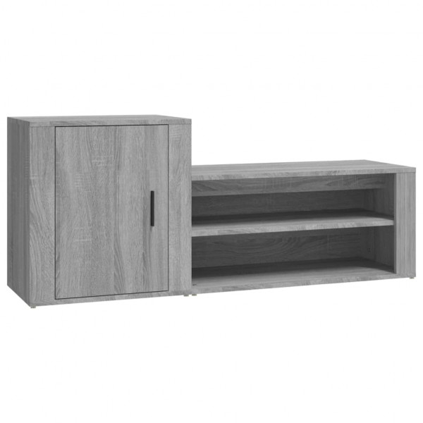 Mueble zapatero madera contrachapada gris Sonoma 130x35x54 cm M 2