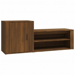 Mueble zapatero madera contrachapada roble marrón 130x35x54 cm H