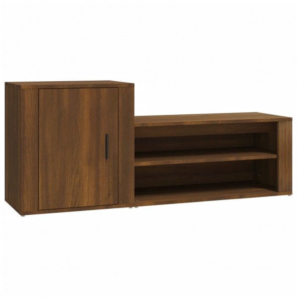 Mueble zapatero madera contrachapada roble marrón 130x35x54 cm M 2