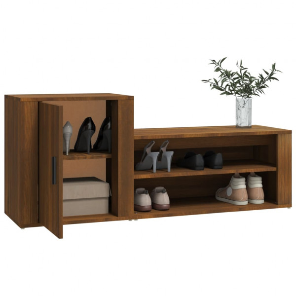 Mueble zapatero madera contrachapada roble marrón 130x35x54 cm M 4