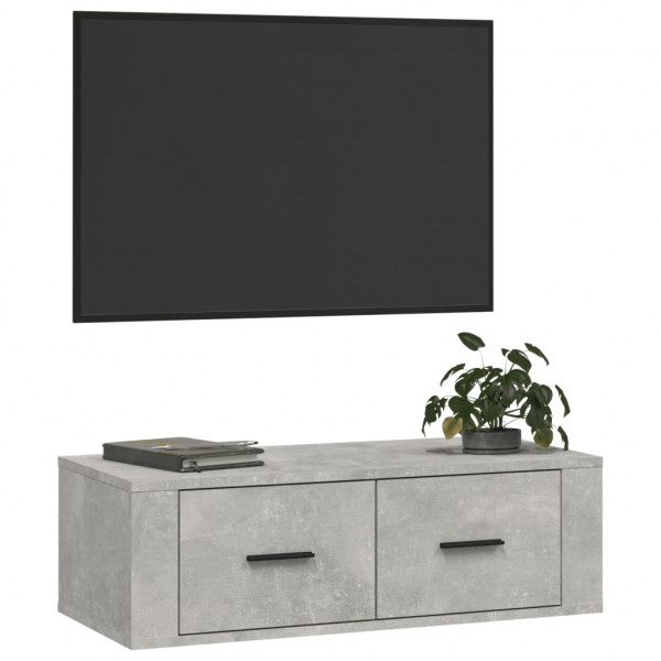 Mueble de TV colgante madera gris hormigón 80x36x25 cm M 4