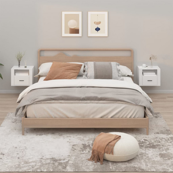 Mesitas de noche de pared 2 uds blanco 50x36x40 cm D