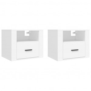 Mesas de cabeceira de parede 2 pcs 50x36x40 cm branco H