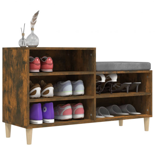 Mueble zapatero madera contrachapada roble ahumado 102x36x60 cm M 4