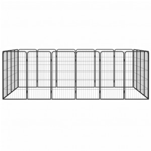 Parque p/ cães c/ 20 painéis 50x100 cm aço revestido a pó preto H