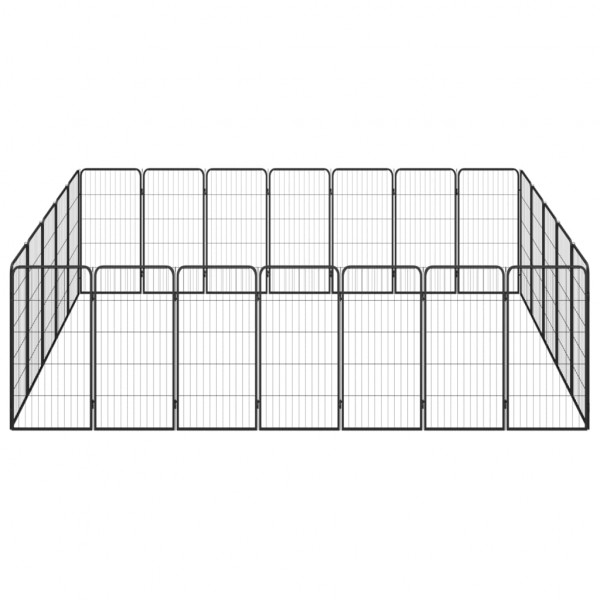 Parque p/ cães c/ 24 painéis 50x100 cm aço revestido a pó preto M 2