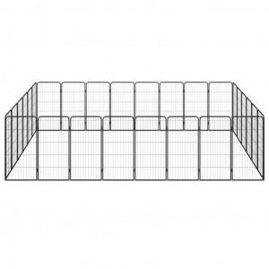 Parque p/ cães c/ 28 painéis 50x100 cm aço revestido a pó preto H
