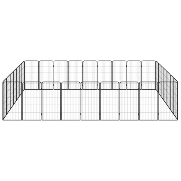 Parque p/ cães c/ 32 painéis 50x100 cm aço revestido a pó preto M 2
