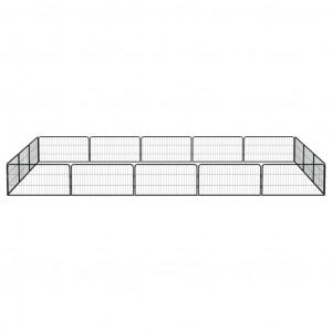 Parque p/ cães c/ 16 painéis 100x50 cm aço revestido a pó preto H
