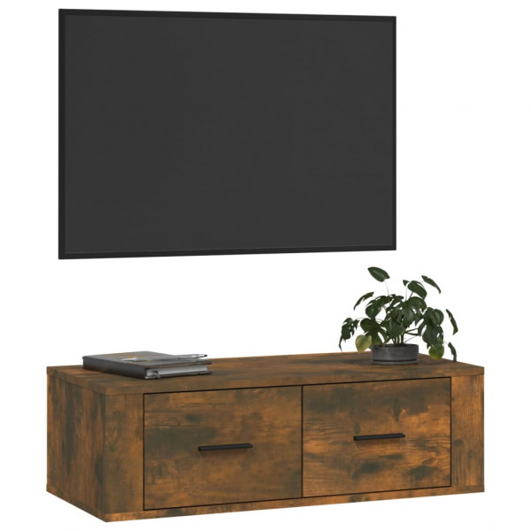 Mueble de TV colgante madera roble ahumado 80x36x25 cm M 4