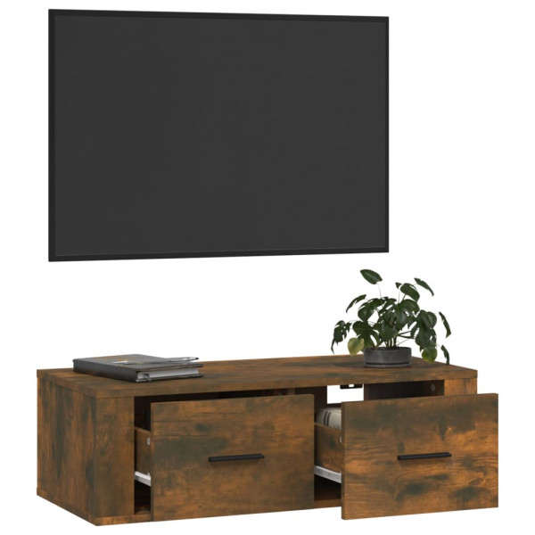 Mueble de TV colgante madera roble ahumado 80x36x25 cm M 5