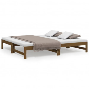 Sofá cama extraíble madera maciza pino marrón miel 2x(90x190)cm H