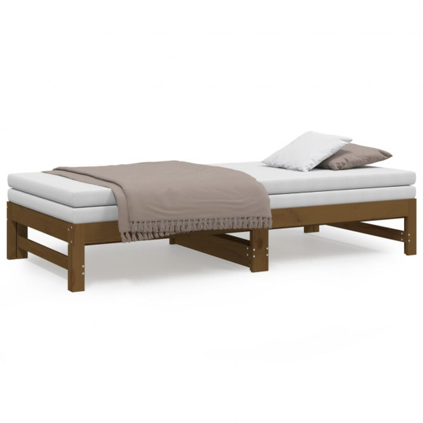 Estrutura sofá-cama de puxar 2x(90x190)cm pinho maciço castanho M 5