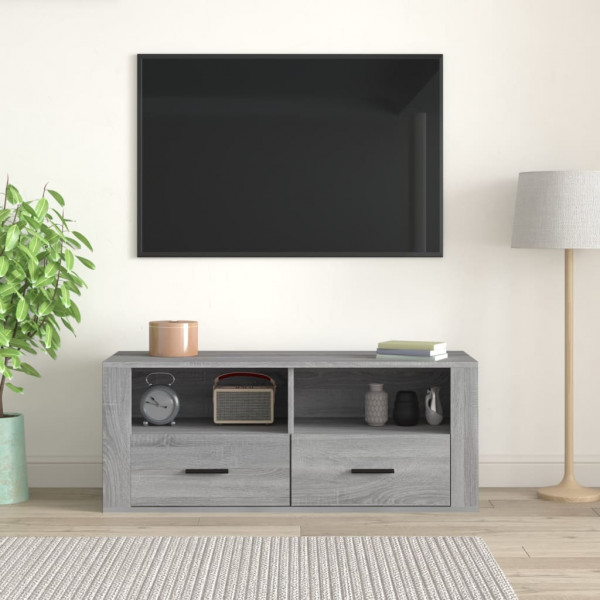 Mueble de TV madera contrachapada gris Sonoma 100x35x40 cm M 3