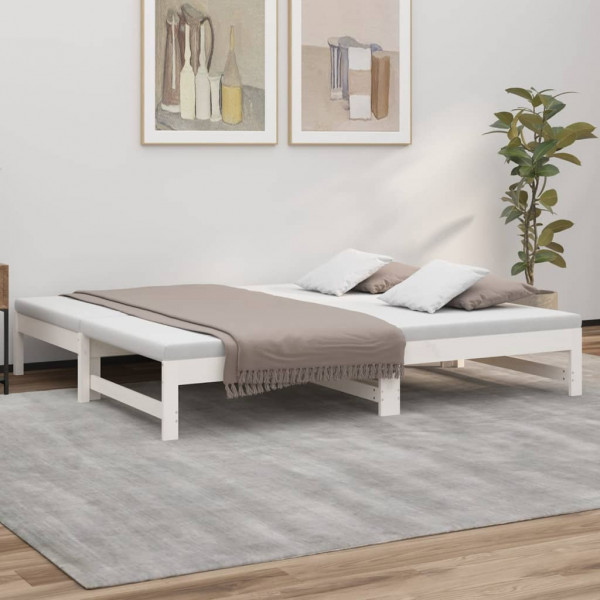 Sofá cama extraíble madera maciza de pino blanco 2x(90x190) cm D