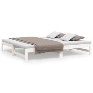 Sofá cama extraíble madera maciza de pino blanco 2x(90x190) cm H