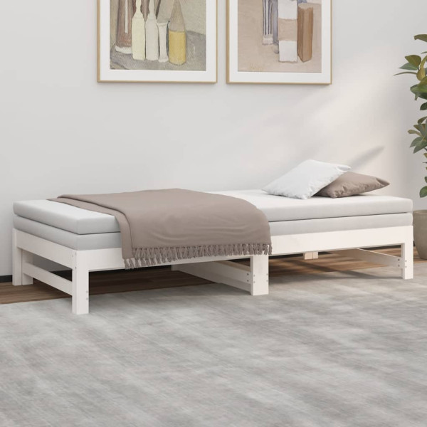 Sofá cama extraíble madera maciza de pino blanco 2x(90x190) cm M 4