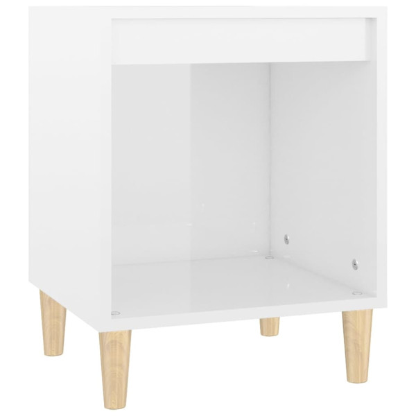 Mesa de cabeceira 40x35x50cm derivados madeira branco brilhante M 2
