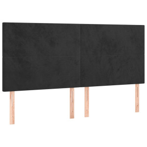 Cabeceros 4 unidades de terciopelo negro 100x5x78/88 cm H