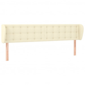 Cabeceira de cama c/ abas couro artificial 183x23x78/88cm creme H
