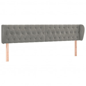 Cabeceira de cama c/ abas veludo 203x23x78/88 cm cinzento-claro H