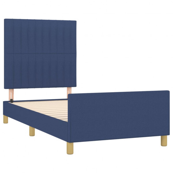 Estructura de cama con cabecero de tela azul 100x200 cm M 4