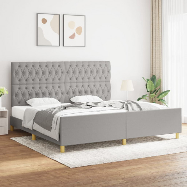 Estructura de cama con cabecero de tela gris claro 200x200 cm D
