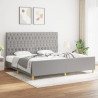 Estructura de cama con cabecero de tela gris claro 200x200 cm 1