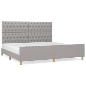 Estructura de cama con cabecero de tela gris claro 200x200 cm H